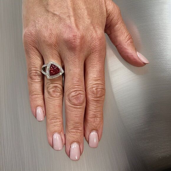 Natural Tourmaline Diamond Ring 7 14k W Gold 4.38 TCW Certified $4,950 310649 - Picture 3 of 15